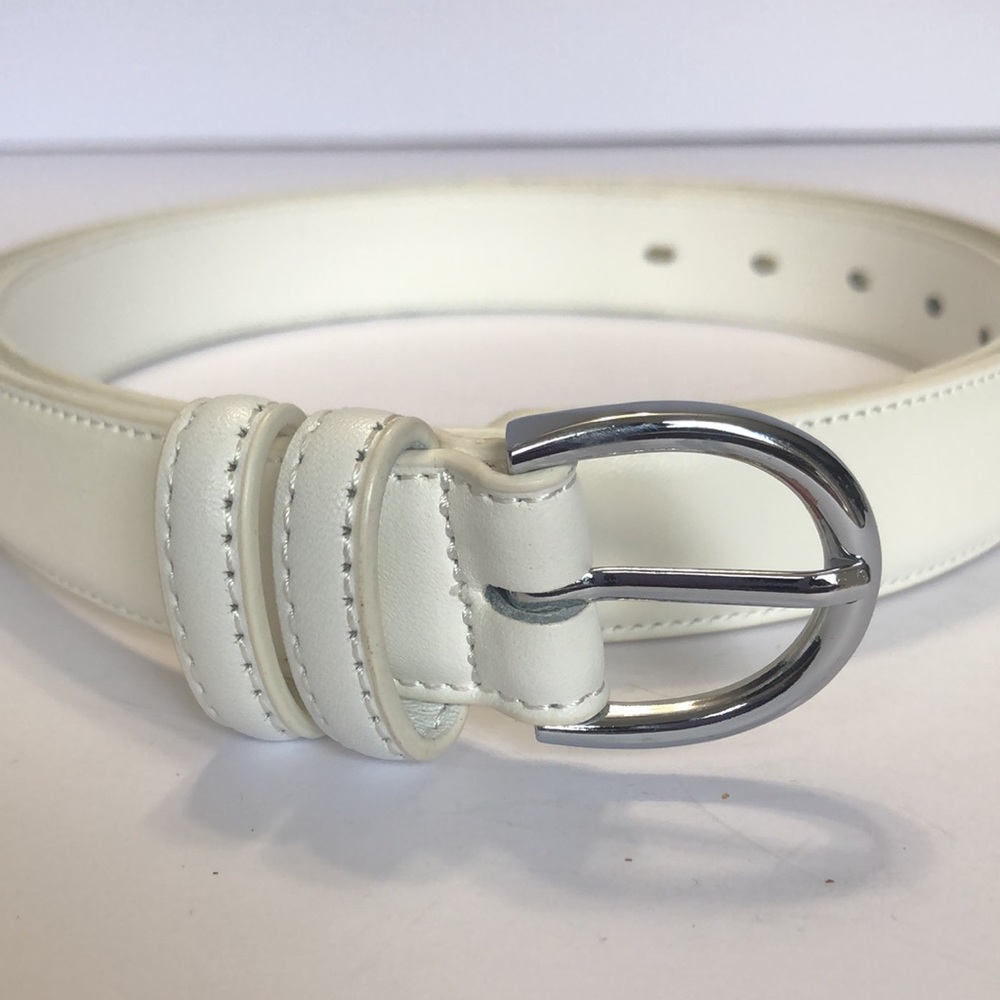 Falari White Leather Belt size Large 38-40 - Picture 2 of 9
